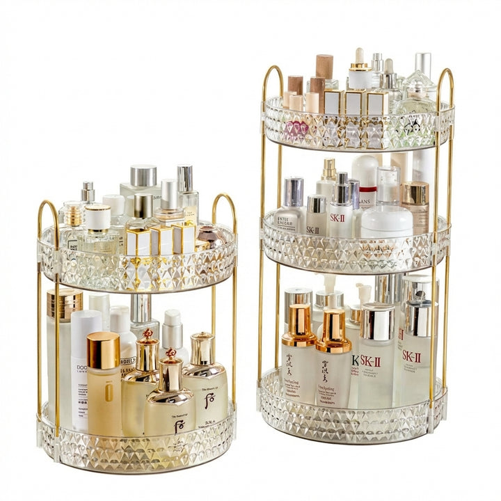 3-Tier 360° Rotating Cosmetic Organizer for Vanity Storage