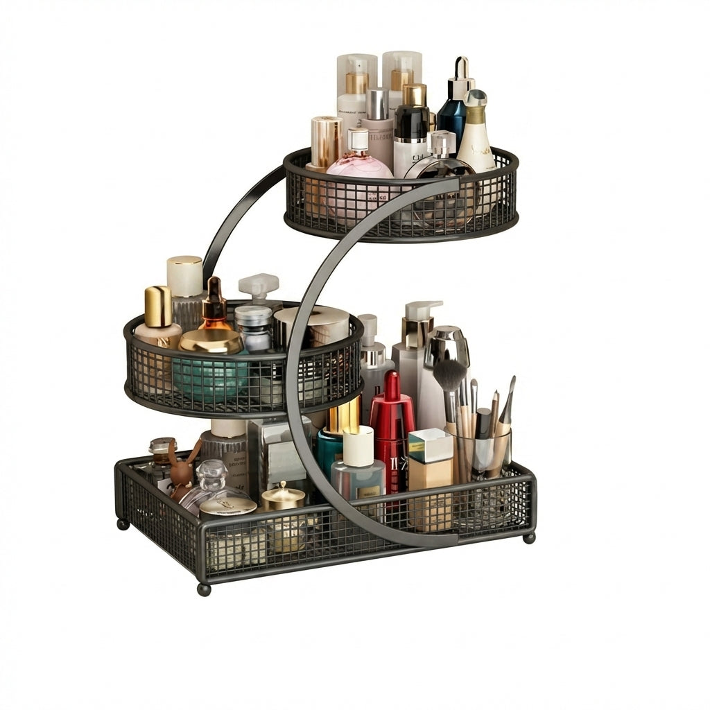 Bronze Metal Cosmetic Organizer Rack for Lipsticks & Skincare