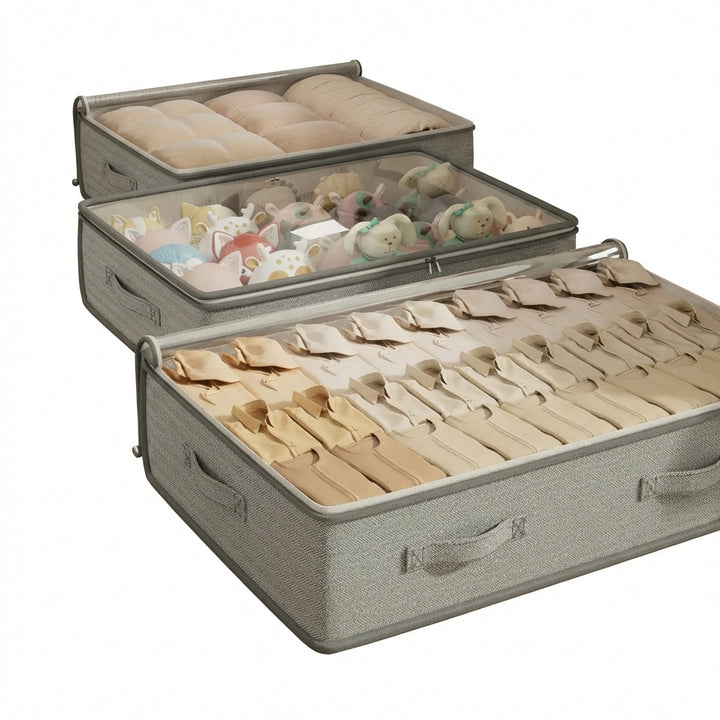 Under-Bed Storage Containers, Foldable Organizer Bins for Clothes & Linens