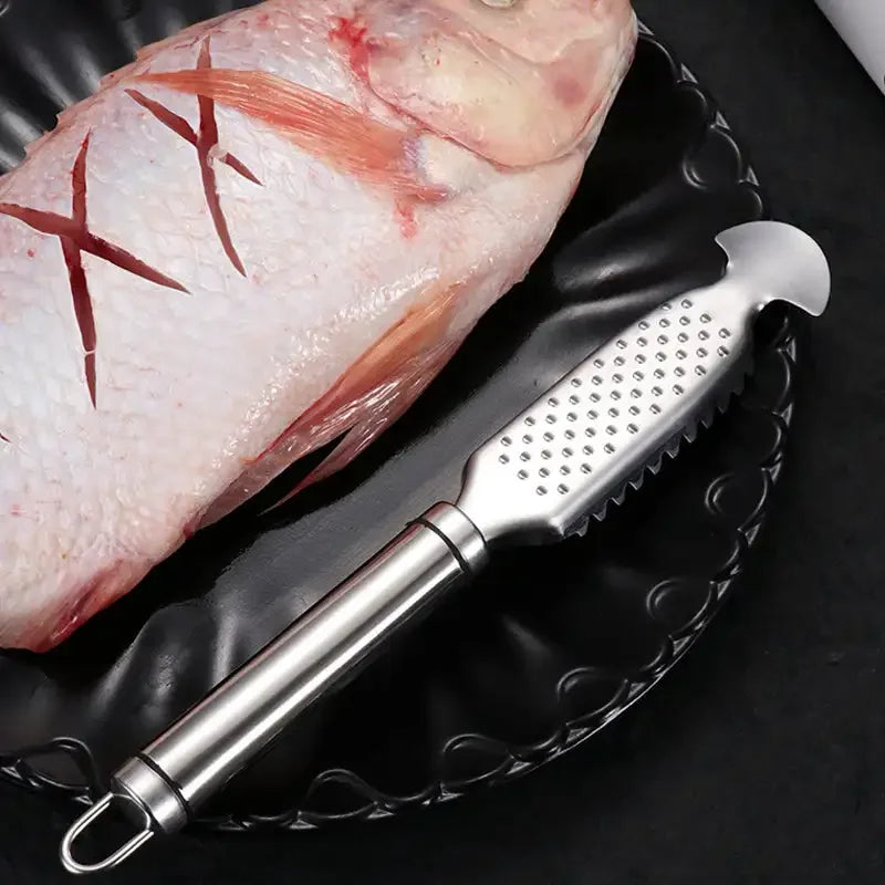 Stainless Steel Fish Scale Scraper & Belly Knife Kitchen Multi-use Grater for Ginger/Garlic Home & Street Vendor Scraper Tools