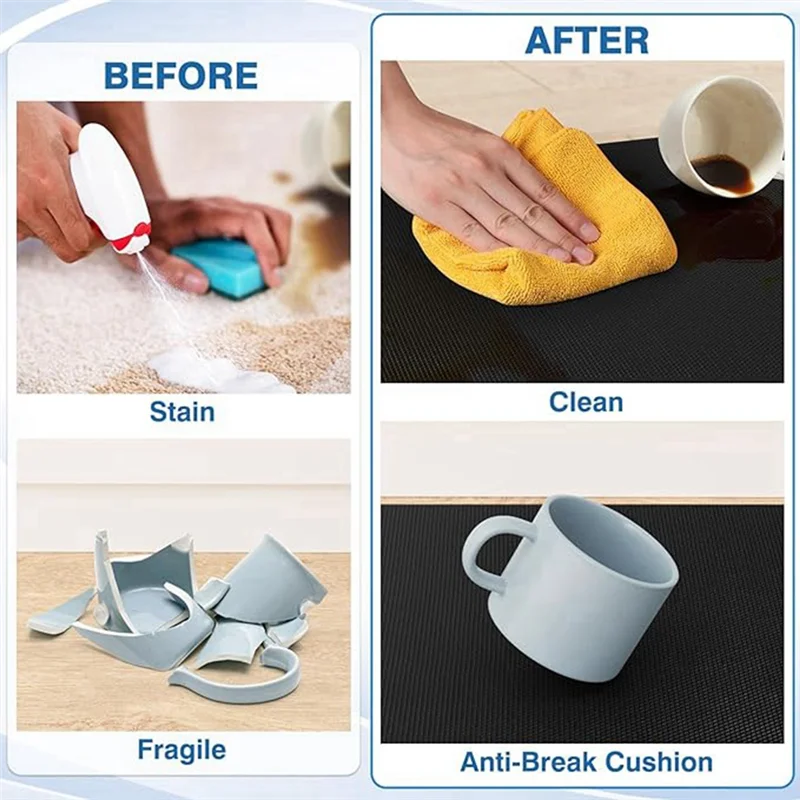 A44U Cushioned Anti Fatigue Kitchen Mats For Floor, Waterproof Kitchen Rug Set For Kitchen, Floor, Office, Black