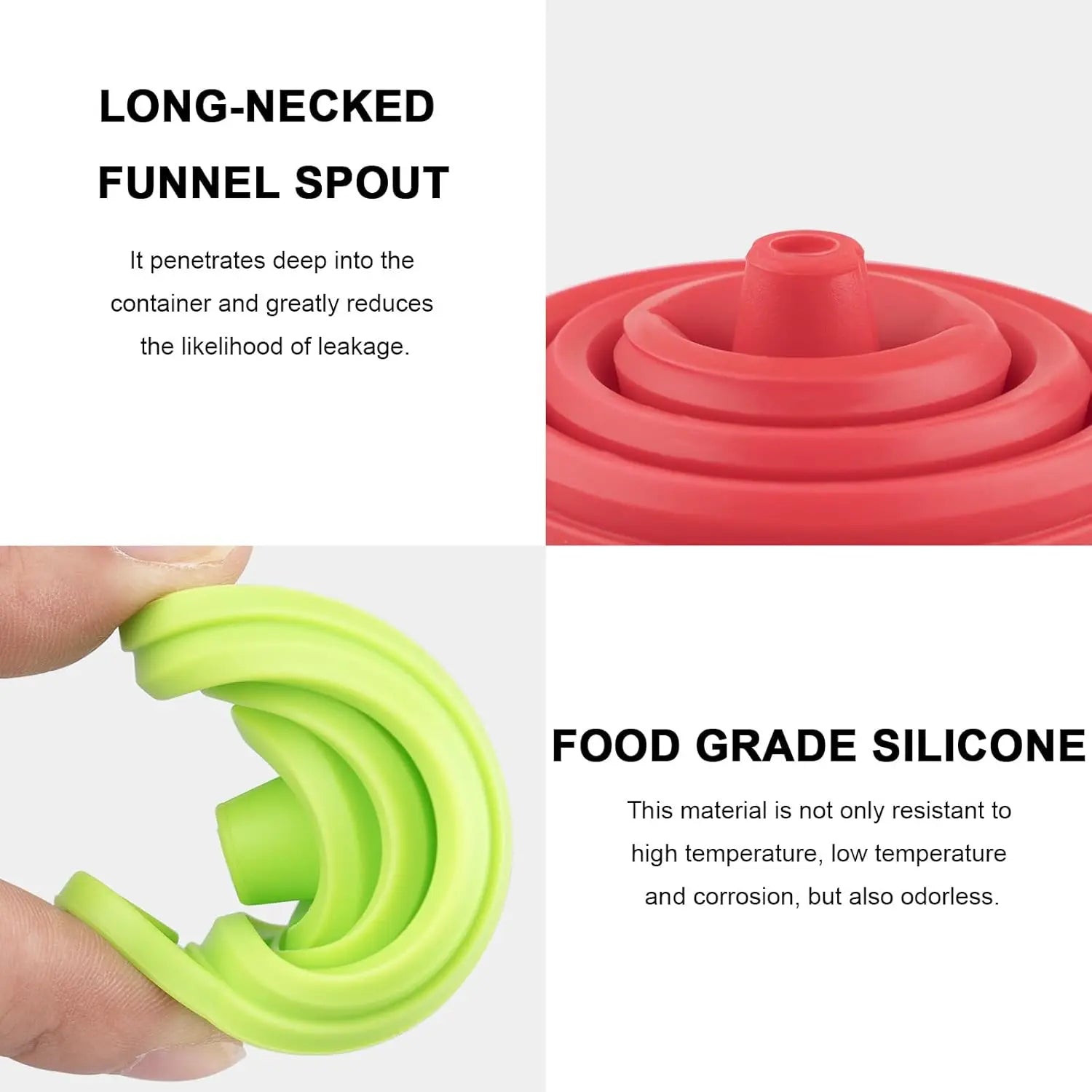 2PCS Silicone Folding Telescopic Long Neck Funnel Creative Household Liquid Dispensing Mini Kitchen Tools Random color