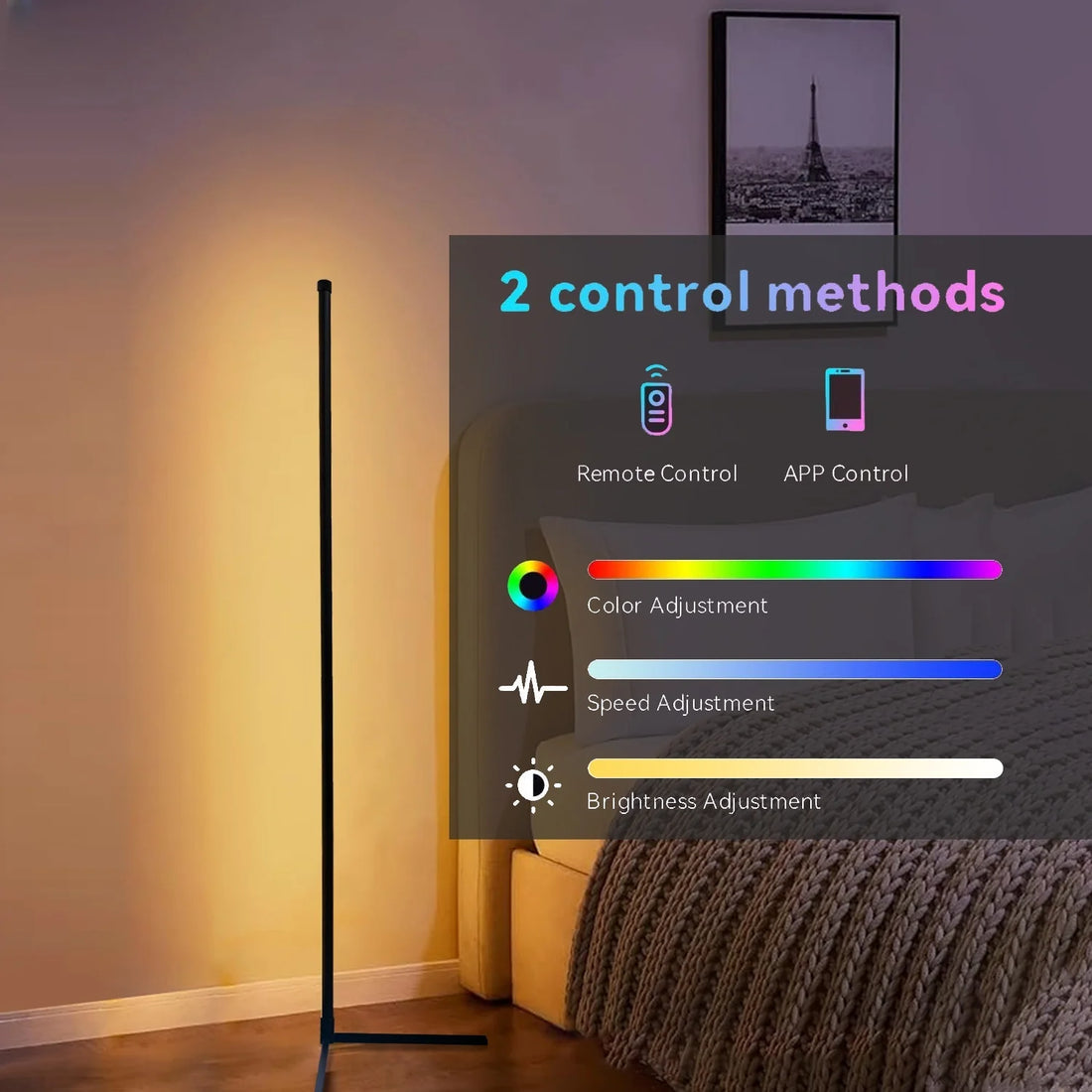 RGB LED smart modern floor lamp music synchronization 16 million DIY color change suitable for gaming room