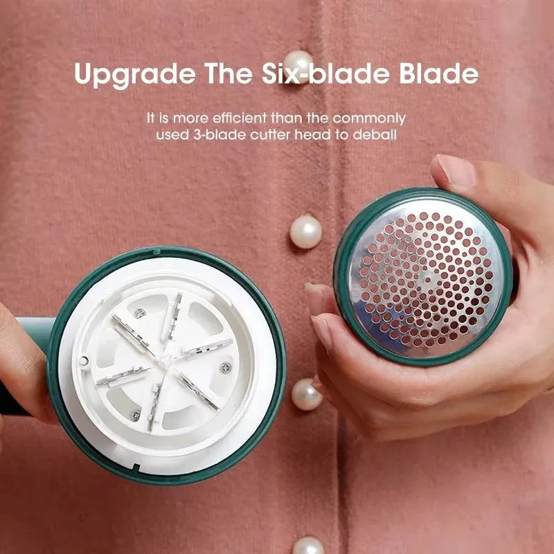 Rechargeable Fabric Shaver & Lint Remover – Upgraded 6-Blade Fuzz Ball Trimmer with LED Display & Type-C Charging for Travel & Home