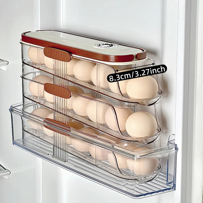1PCS Home Refrigerator Egg Storage Box Automatic Rolling Eggs Holder Rack Egg Roller Organizer Kitchen Countertop Egg Shelf