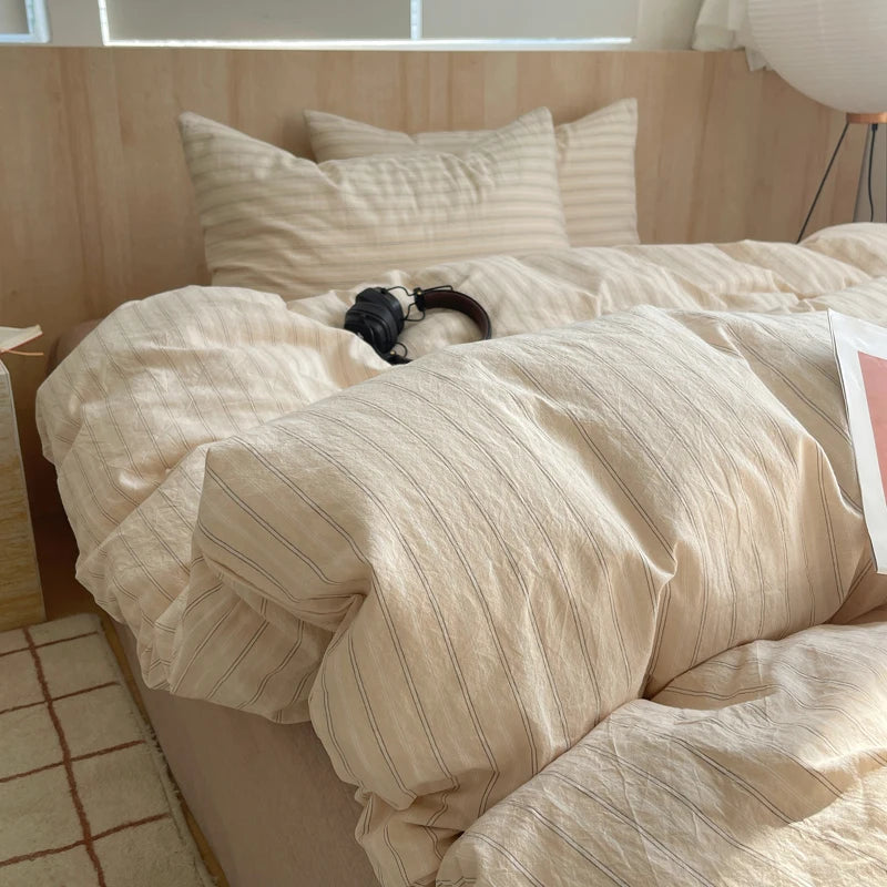 Nordic sling Cotton Pink Stripes Duvet Cover 150x200 Size Girl's Room housse de couette Skin friendly Breathable Comforter Sets