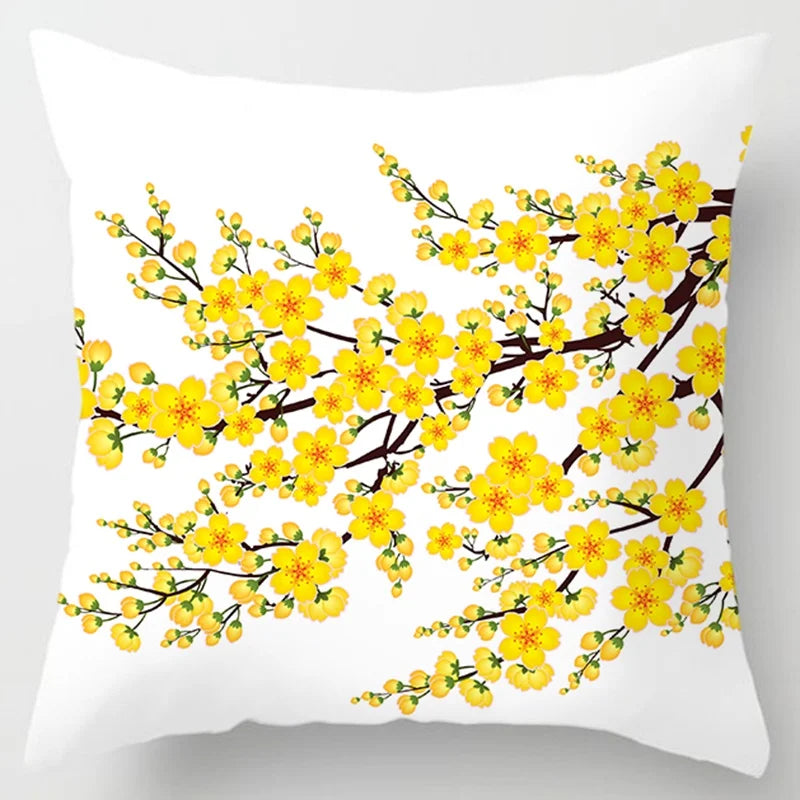 Modern Simple Yellow Flower Pillowcase Home Sofa  Lumbar  Cushion  Pillow