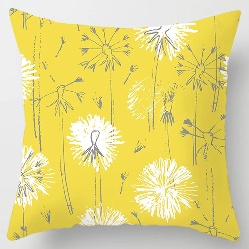 Modern Simple Yellow Flower Pillowcase Home Sofa  Lumbar  Cushion  Pillow