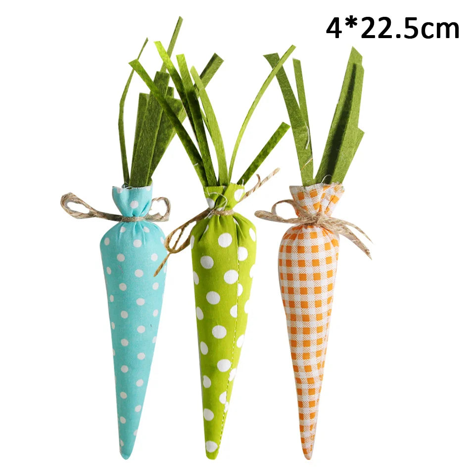 1pack Green Pink Easter Eggs Fabric Rabbits Carrots For Easter Party Hanging Decorations Kids Birthday Party Gifts Supplies