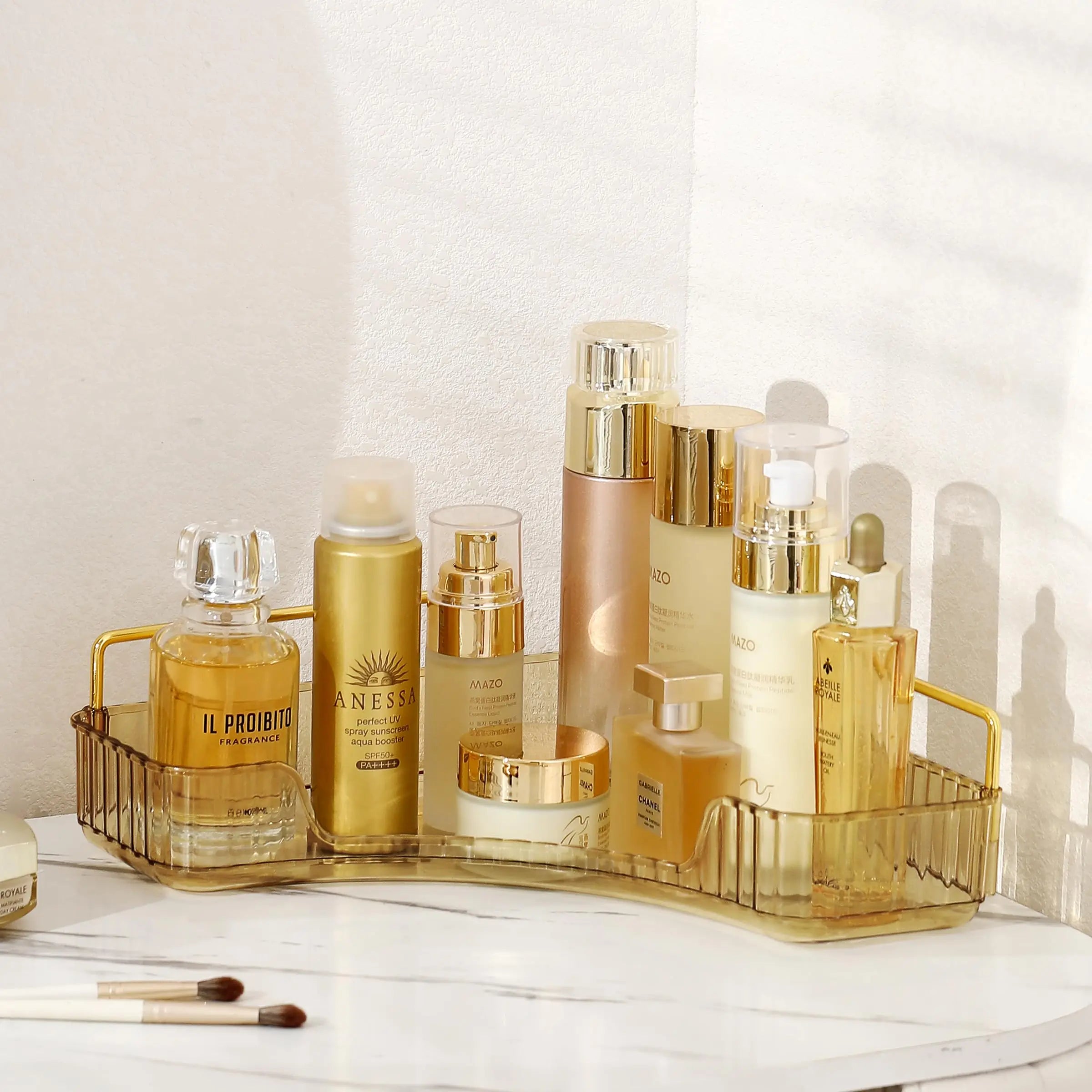 Bathroom Counter Organizer – Countertop Shelf Tray for Skincare, Perfume & Cosmetics on Dresser