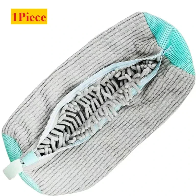 Shoe Washing Machine Bag with Liquid Shoe Brush Set Durable Laundry Shoe Bag and Soft Bristle Clean Brush for All Shoes