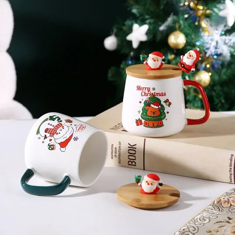 1Pcs Christmas gift Ceramic mug cup cup Coffee cup Christmas mug with lid with spoon set cup mug gift box ceramic mug