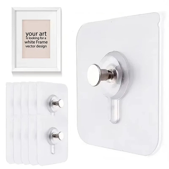 Strong Adhesive Hooks – No-Drill Waterproof Wall Hooks for Picture Frames, Posters & Kitchen Bathroom (10 Pcs)