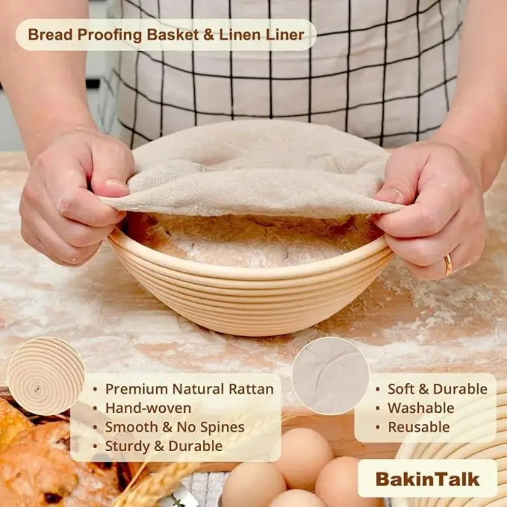 Sourdough Bread Starter Baking Kit – Proofing Baskets, Silicone Baking Mat, Starter Jar & Professional Bread Making Tools