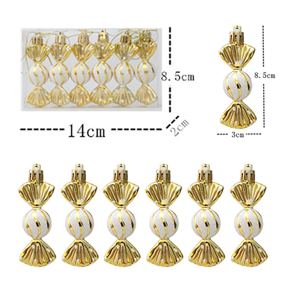 Candy Decorations for Christmas Tree,Red And Gold Candy Cane,Pine Cones,Christmas Home Decoration 2025,Xmas Tree Ornament