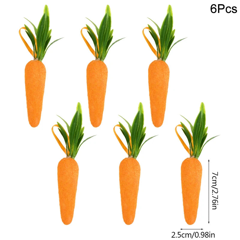 24/6pcs Painted Foam Easter Eggs Rabbit Hanging Ornaments Decoration for Home Easter Tree Pendants Basket Decor Kids Gift 2025