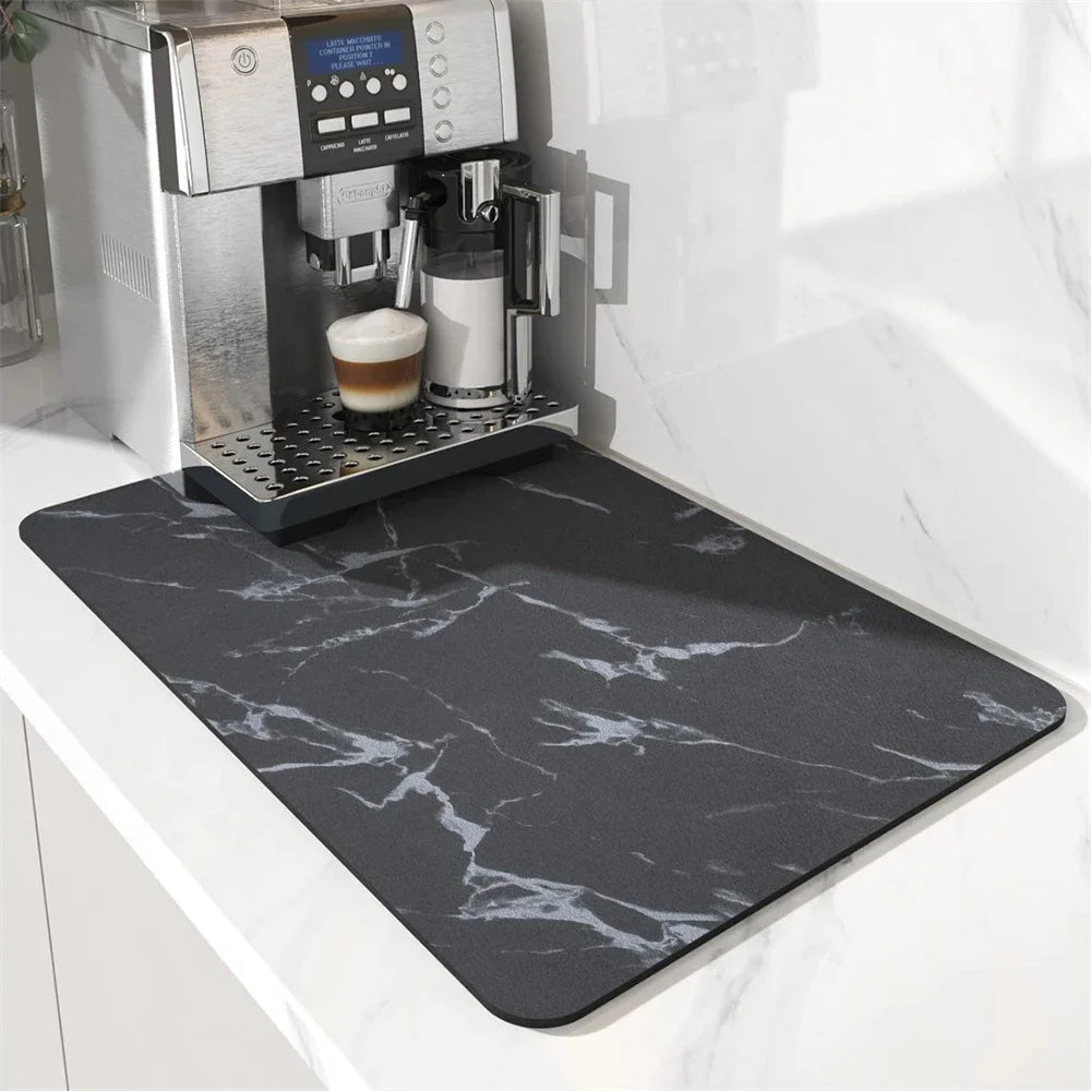 Absorbent Mats Pads Marble Printing Dish Large Kitchen Coffee Mug Table Mat Draining Drying Mat Quick Dry Bathroom Drain Pad