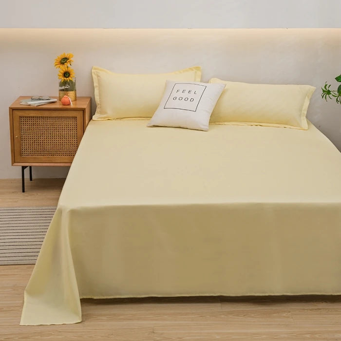 1 pc Bed Flat Sheet for Double Bed Plain Solid Color Top Sheets Single/Queen/King Flat Bedsheets Soft Home Bed Linen Sheets