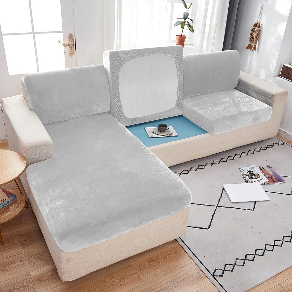 1pc Plush Sofa Slipcover Anti-slip Elastic Sofa Cover for Bedroom Office Living Room Home Decor Couch Cover Furniture Protector