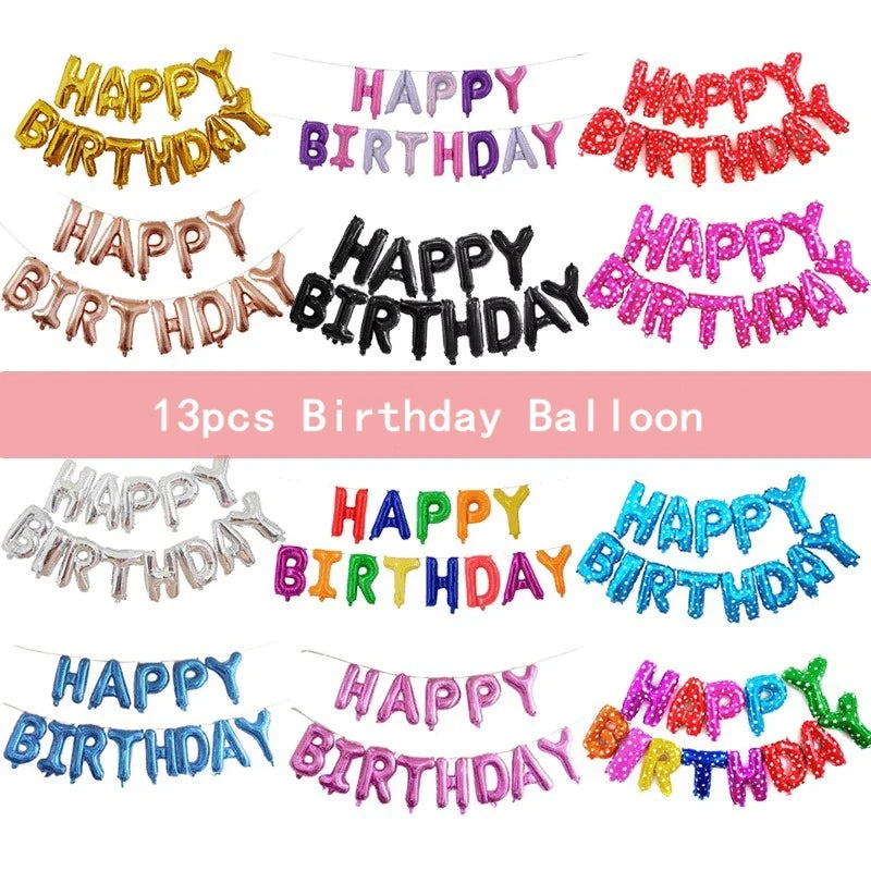 13pcs Happy Birthday Decoration Balloons Rose Gold Letter Foil Ballons Birthday Party Decorations