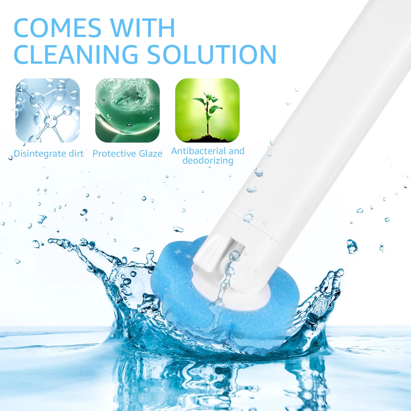Wall-Mounted Disposable Toilet Brush with Long Handle & Replaceable Heads