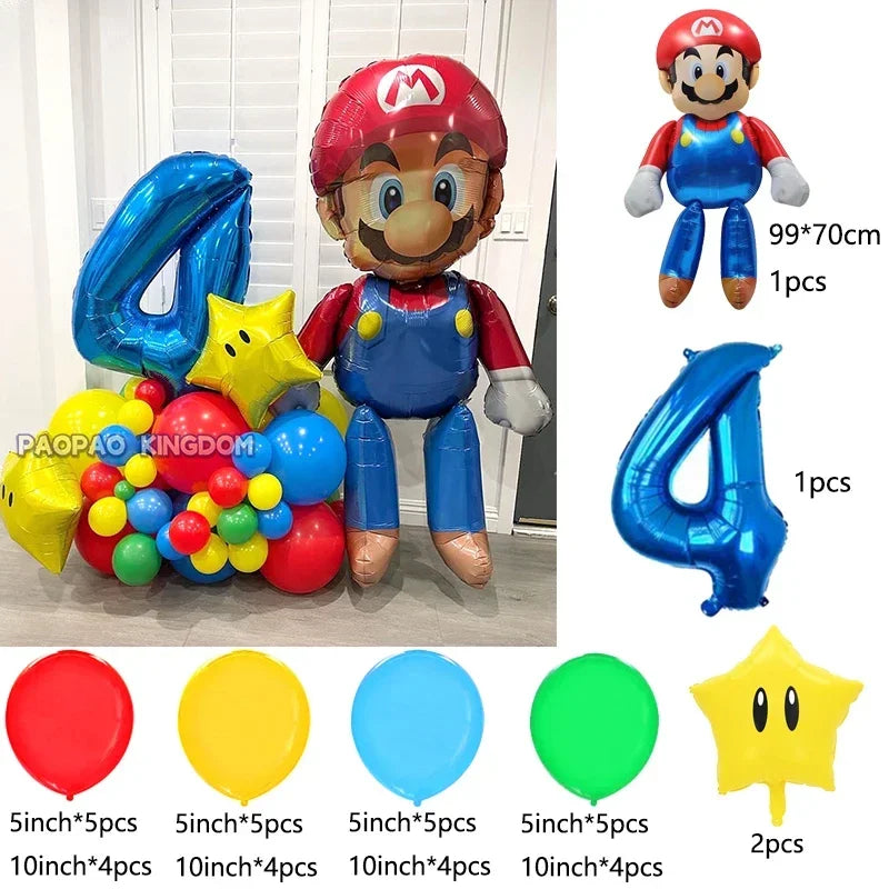 Super Mario Foil Balloons Arch Garland Kit Latex Balloons Number Balls Mario Birthday Party Baby Shower Decoration Gift Toys