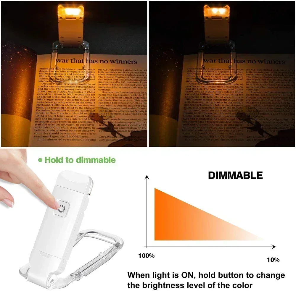Reading Light, USB Rechargeable Book Light for Reading At Night in Bed,LED Clip on Portable Bookmark Light for Reading in Bed
