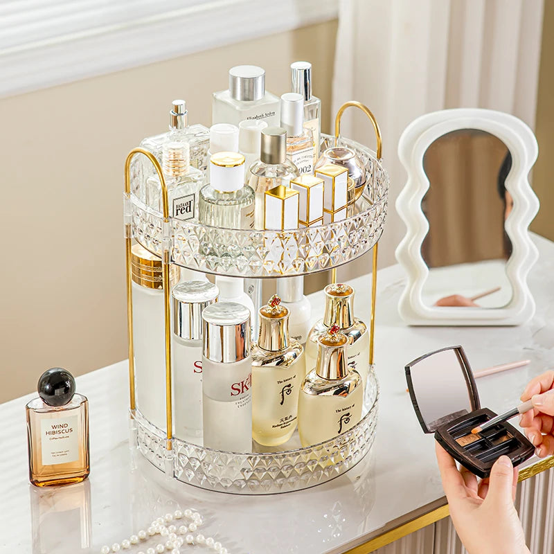 3-Tier 360° Rotating Cosmetic Organizer for Vanity Storage