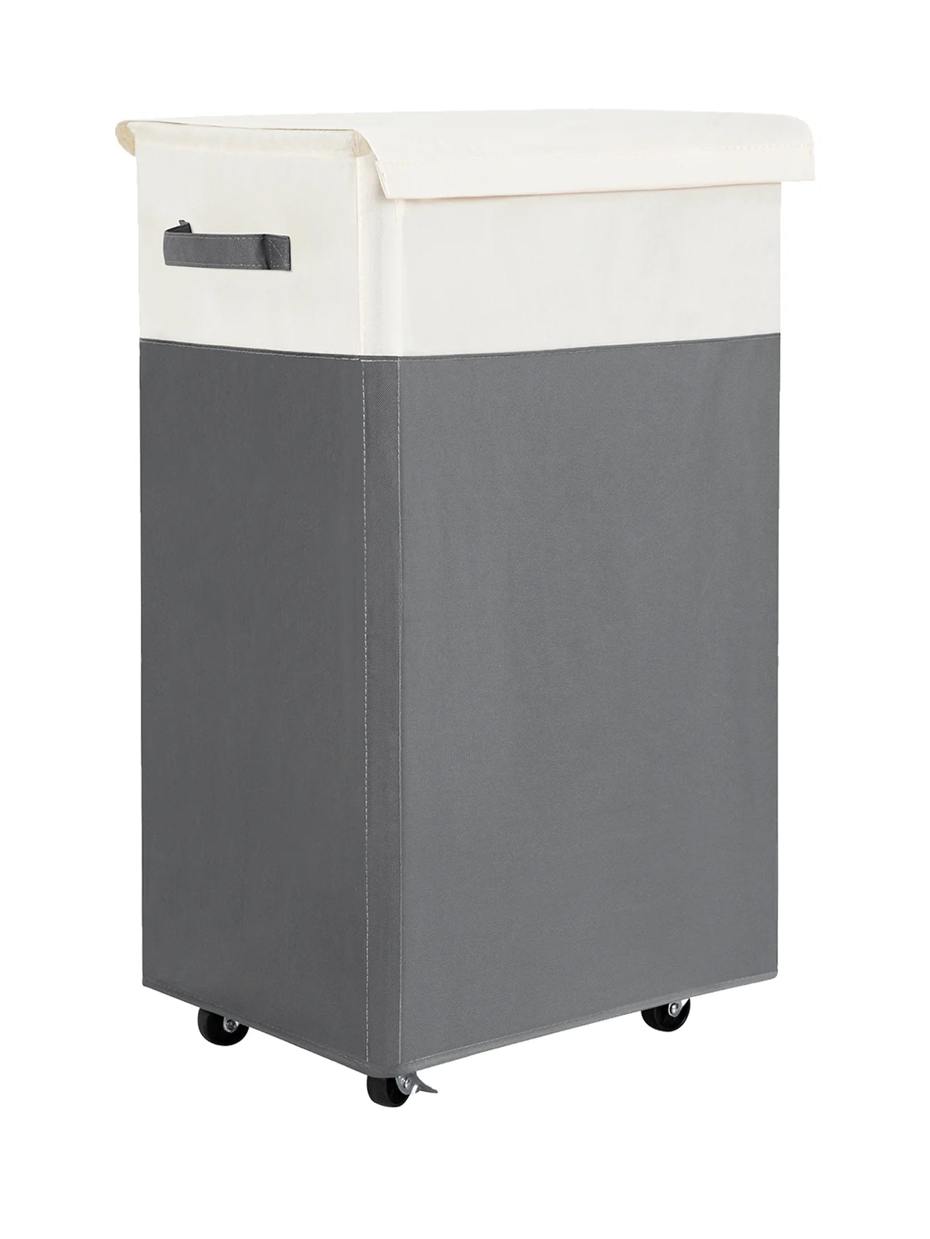 65L Wheeled Laundry Basket with Cover, Tall Oxford Fabric Hamper, Portable Foldable Clothes Organizer Bin