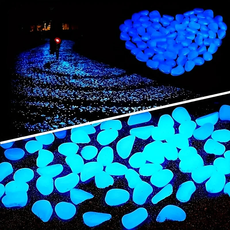 Glow-in-the-Dark Luminous Stones – Decorative Pebbles for Garden, Fish Tank & Flower Pot (100/500 Pcs)