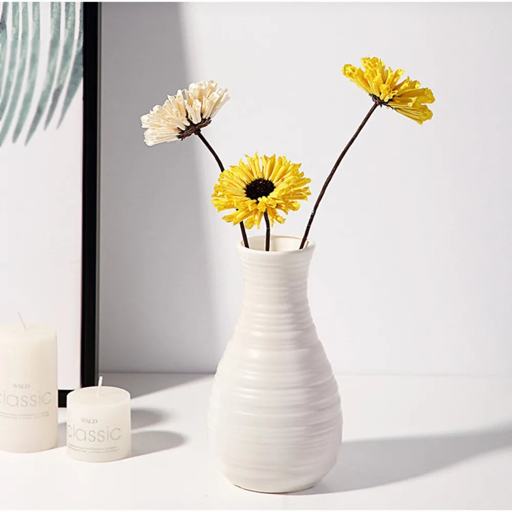 1PC Plastic Spiral White Vase Nordic Creative Flower Arrangement Container For Kitchen Living Bedroom Home Decoration Ornament
