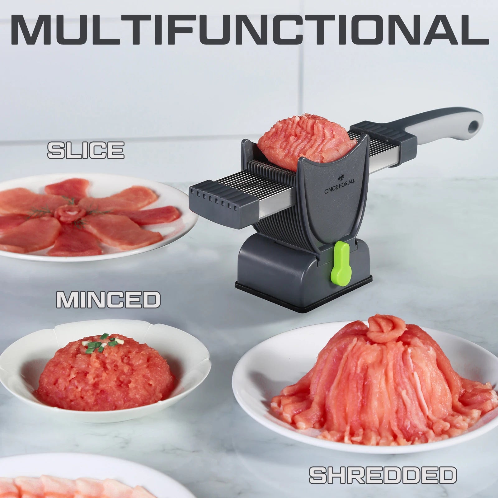 Manual Stainless Steel Meat Cutter & Chopper – Miniature Slicer for Strips, Dices & Slices at Home