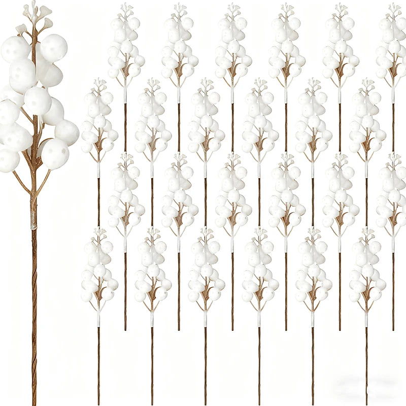 10Pcs Christmas Decoration Artificial 15heads Sparkling Berry Bouquet Xmas Tree Ornaments for Home Decor New Year Party Supplies