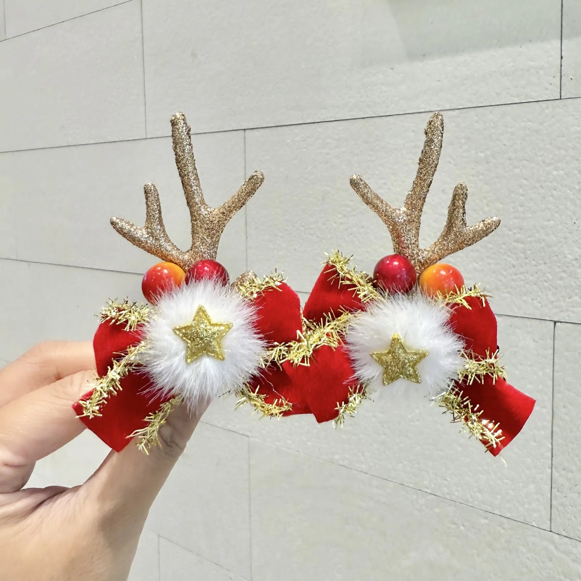 2pcs/Set Kawaii Christmas Elk Ear Hair Clip Women Girl Santa Snowman Hairpin Xmas Party Barrettes For Kids Cosplay Headwear