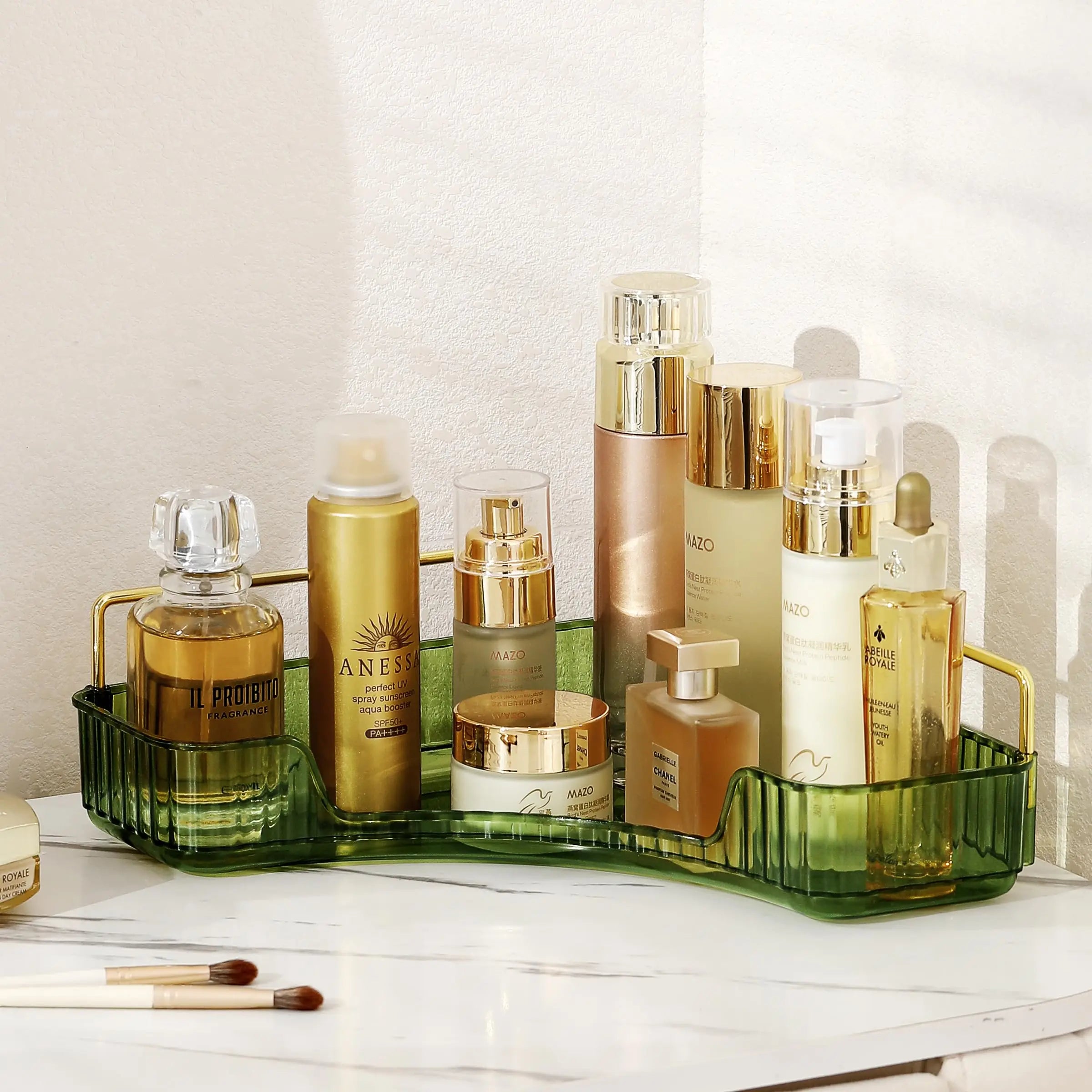 Bathroom Counter Organizer – Countertop Shelf Tray for Skincare, Perfume & Cosmetics on Dresser