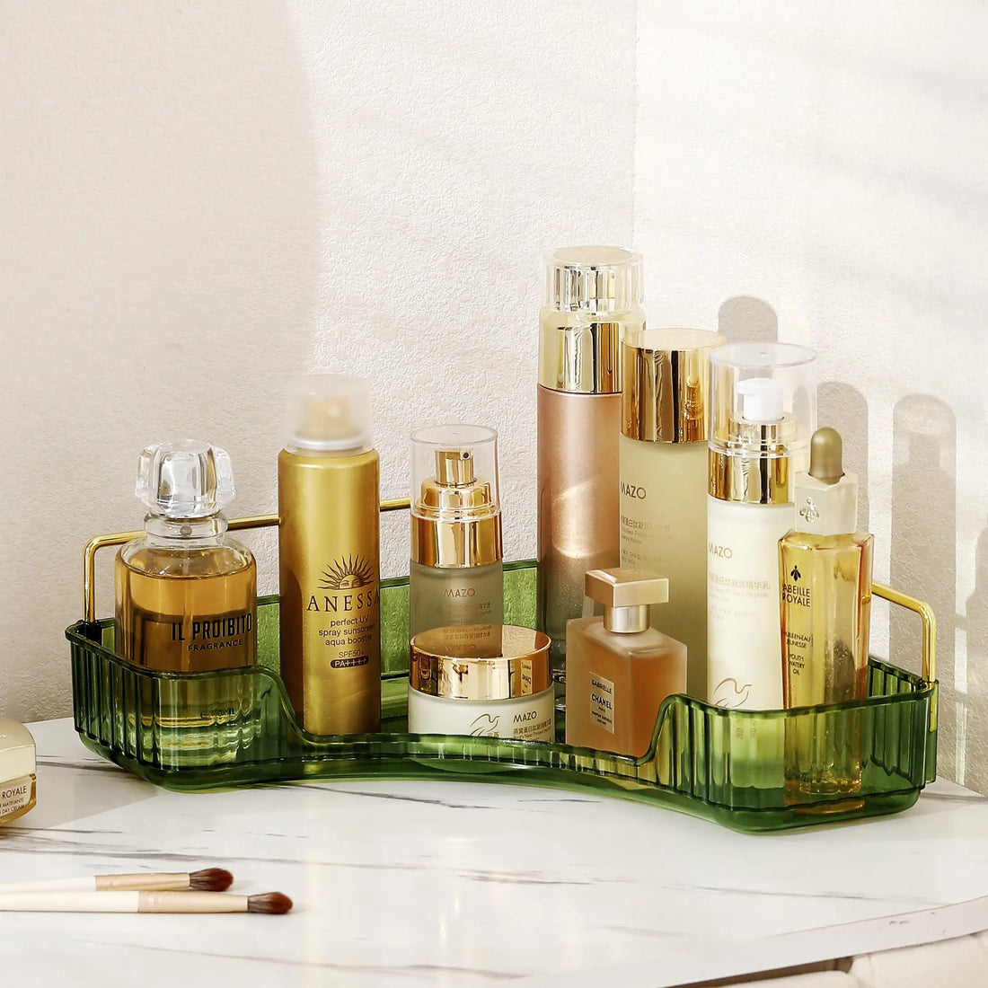 Bathroom Counter Organizer – Countertop Shelf Tray for Skincare, Perfume & Cosmetics on Dresser