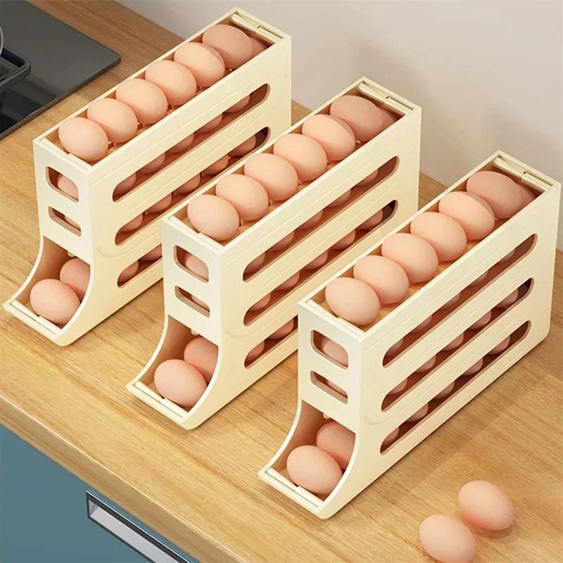 Egg basket, food container, egg box rack, refrigerator storage rack, automatic rolling egg rack storage box