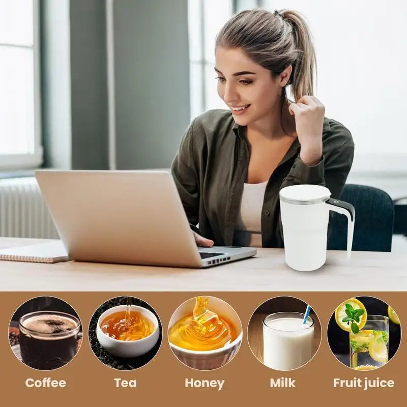 Electric Self-Stirring Coffee Mug with LCD Thermometer – Rechargeable Stainless Steel Cup for Office & Travel