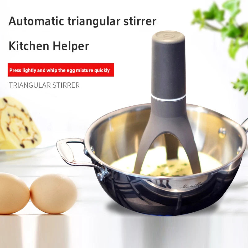 New Triangle Pan Stirrer Egg Whisk Multifunction Sauces Soup Cream Blender Dishwasher Safe Battery Operated For Cooking Baking