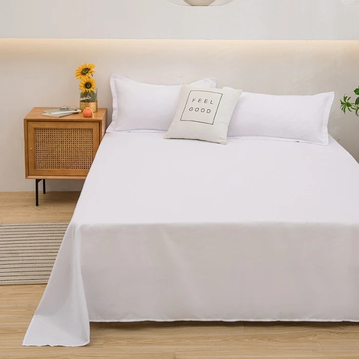 1 pc Bed Flat Sheet for Double Bed Plain Solid Color Top Sheets Single/Queen/King Flat Bedsheets Soft Home Bed Linen Sheets