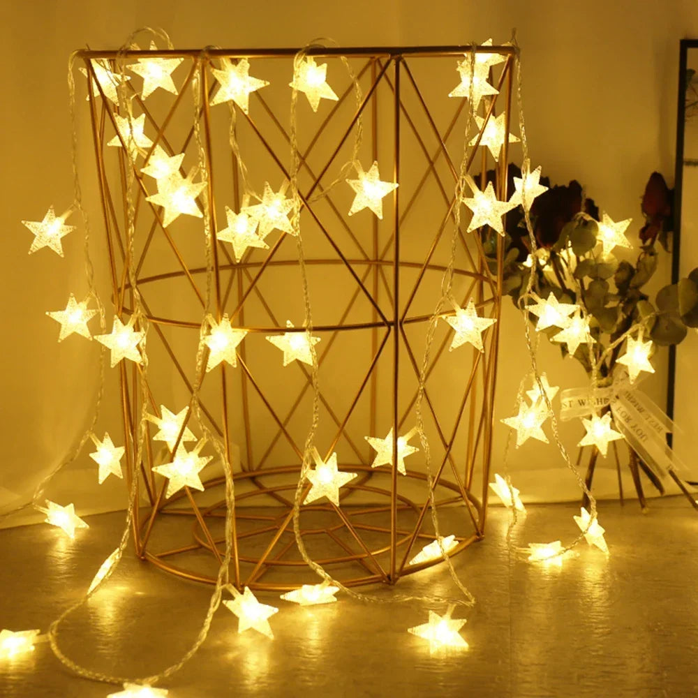 LED String Lights Outdoor Star Chain Lights Garland Lights Bulb Fairy Lights Party Home Wedding Garden  Decor