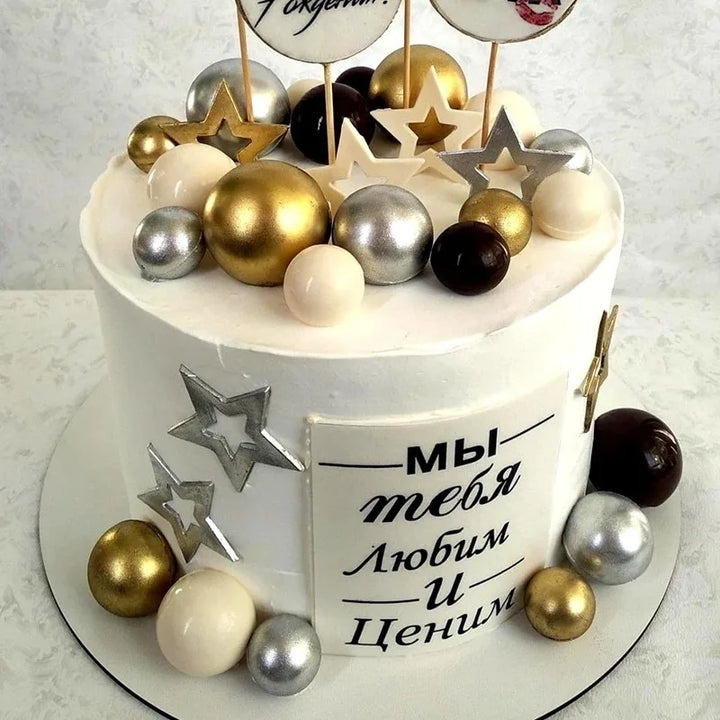 20PCS Ball Cake Picks Colorful Ball Shaped Cake Topper Pearl Balls Cupcake Cake Insert Topper for Birthday Party Wedding Decor