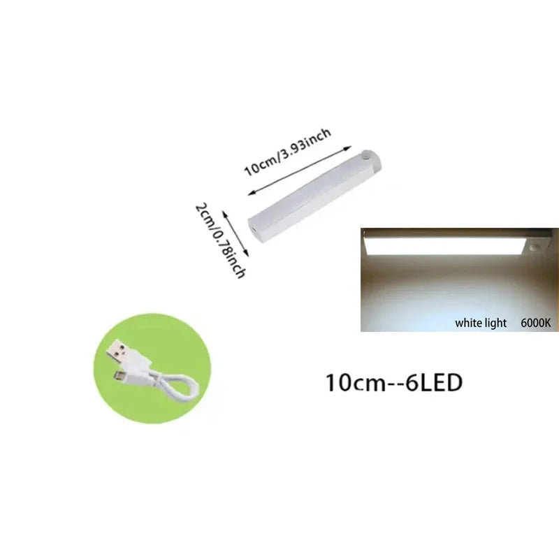 Rechargeable Motion Sensor LED Cabinet Light – Magnetic Wireless Strip for Kitchen, Wardrobe & Closet