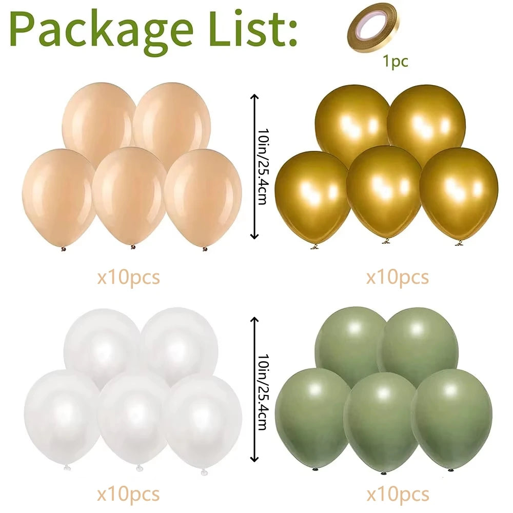 Retro Olive Green Balloons Kit White Confetti Balloon Party Decoration Balloon Birthday Party Wedding Important Festival Decorat