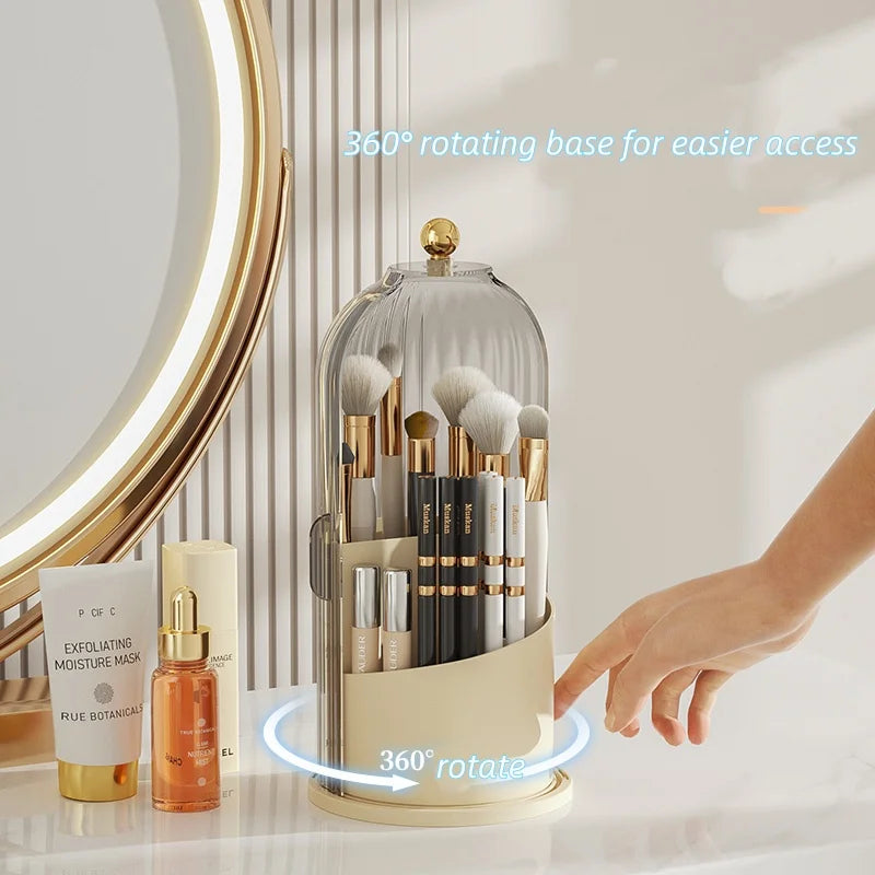 Rotating Makeup Brush Storage Box – Dressing Table Organizer for Easy Brush Storage & Display
