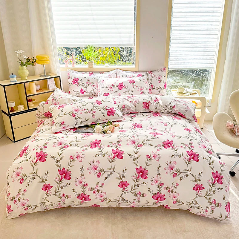 Printed three-piece set, one duvet cover and a pair of pillowcases (unpadded), suitable for bedrooms, hotels