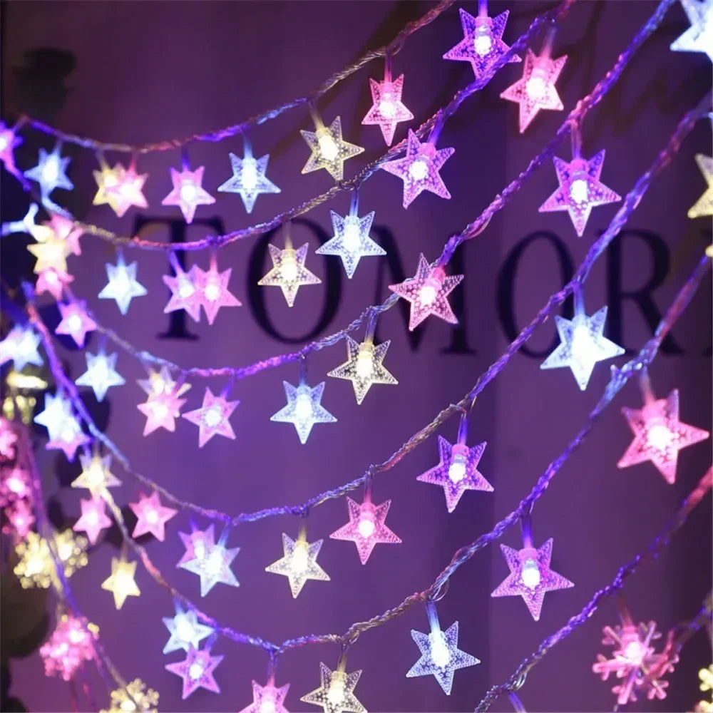 LED String Lights Outdoor Star Chain Lights Garland Lights Bulb Fairy Lights Party Home Wedding Garden  Decor