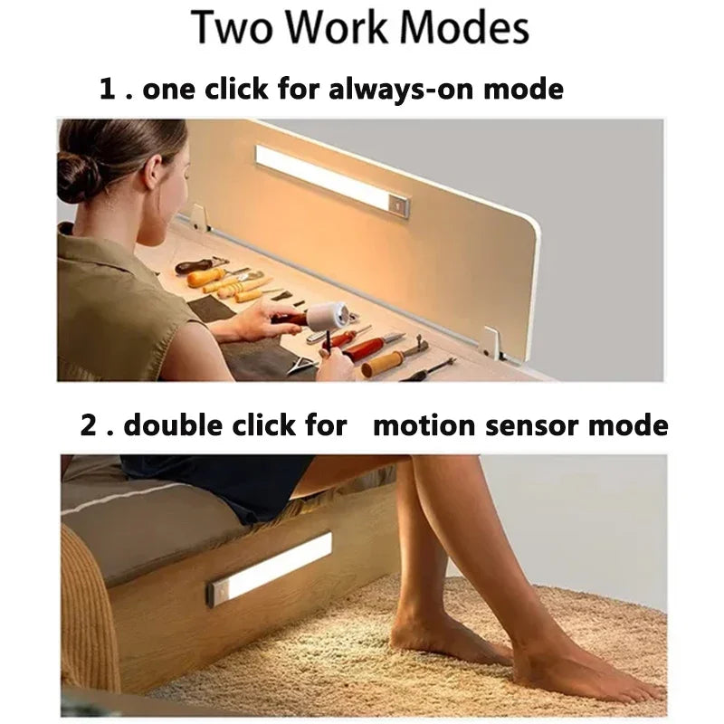 Rechargeable Motion Sensor LED Cabinet Light – Magnetic Wireless Strip for Kitchen, Wardrobe & Closet