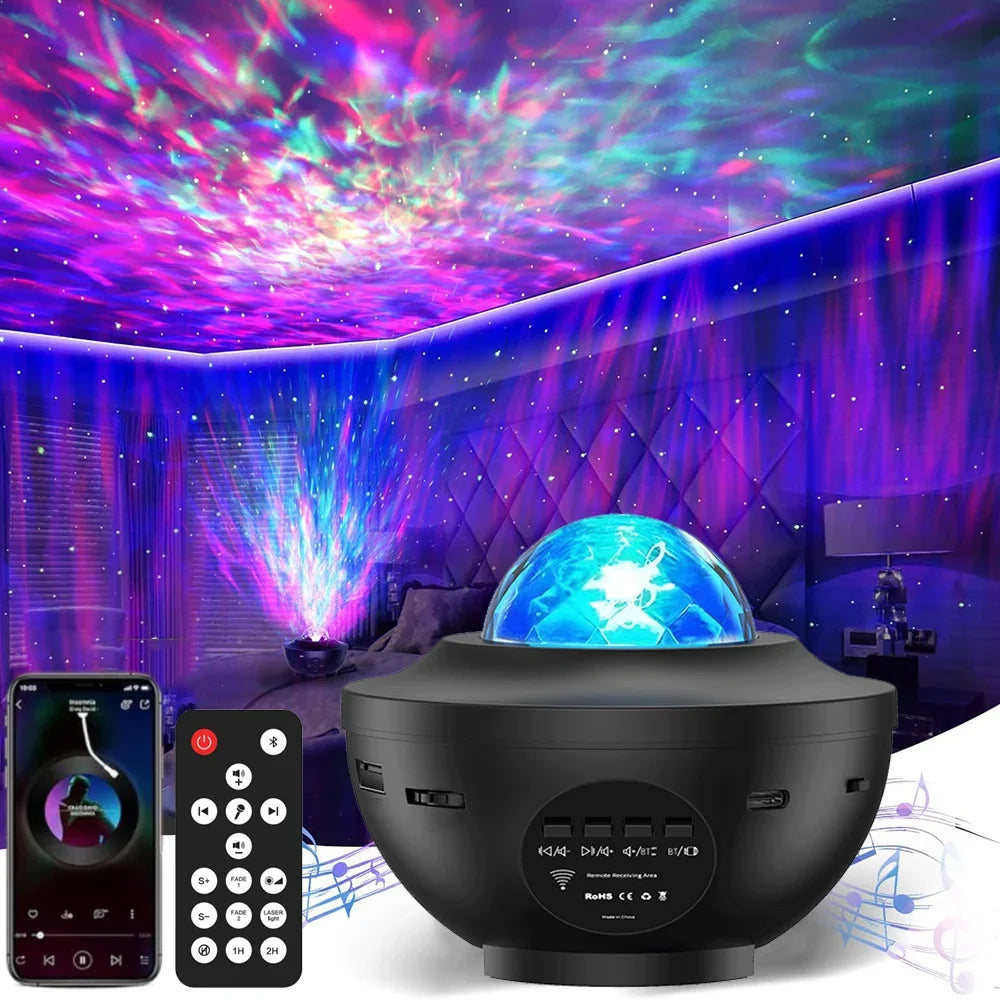 LED Star Galaxy Projector – Ocean Wave Night Light with Rotating Starry Sky for Room Decor & Romantic Ambiance
