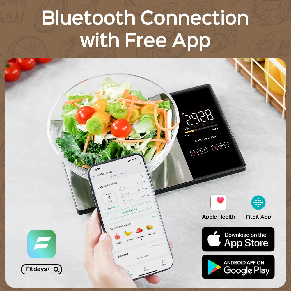 Digital Kitchen Scale 5kg Smart Food Scale Calories Calculator Nutrition Stainless Steel Kitchen Scale Smart Scale Kitchen Tool